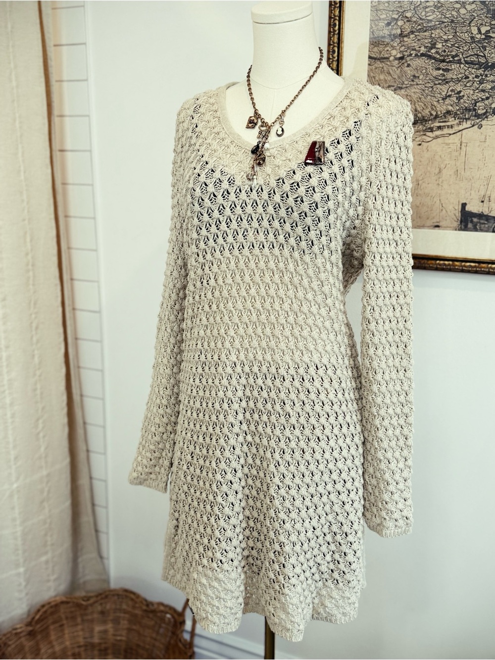 ✨ FREE PEOPLE vintage crochet dress - Picture 3 of 4